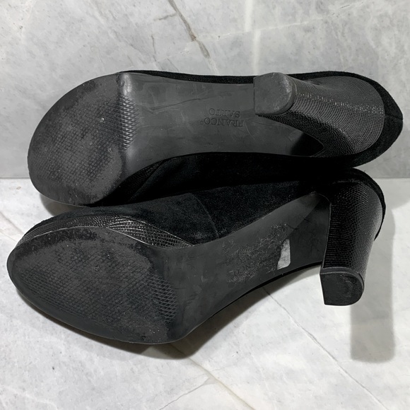Franco Sarto black suede 4” heels with embossed heel size 8.5 - Picture 7 of 11